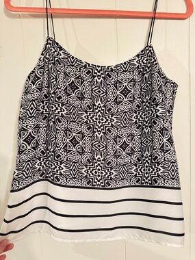 Banana Republic Black and White Geometric Spaghetti-Strap Cami